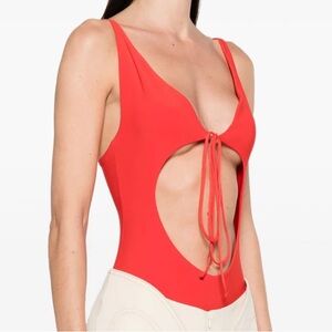 NWOT Aleksandre Akhalkatsishvili black cut-out tie-fastening bodysuit